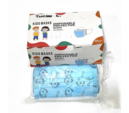Tapabocas Quir. Infant. Perritos celeste (caja x50)
