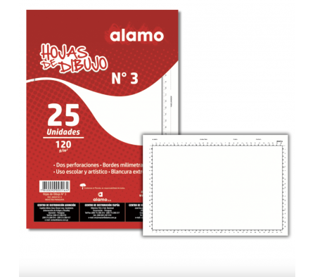 Hojas de dibujo Nro.3 Alamo - Paq. x 25 hj