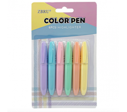 Resaltadores pasteles x 6 Color Pen