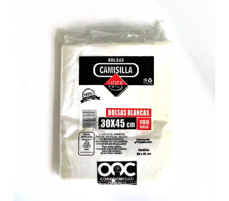 Bolsa Camisilla blanca Lider 30x45
