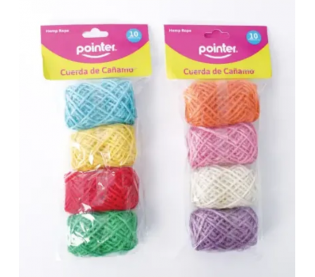 Hilo de yute de colores (paq x 4)